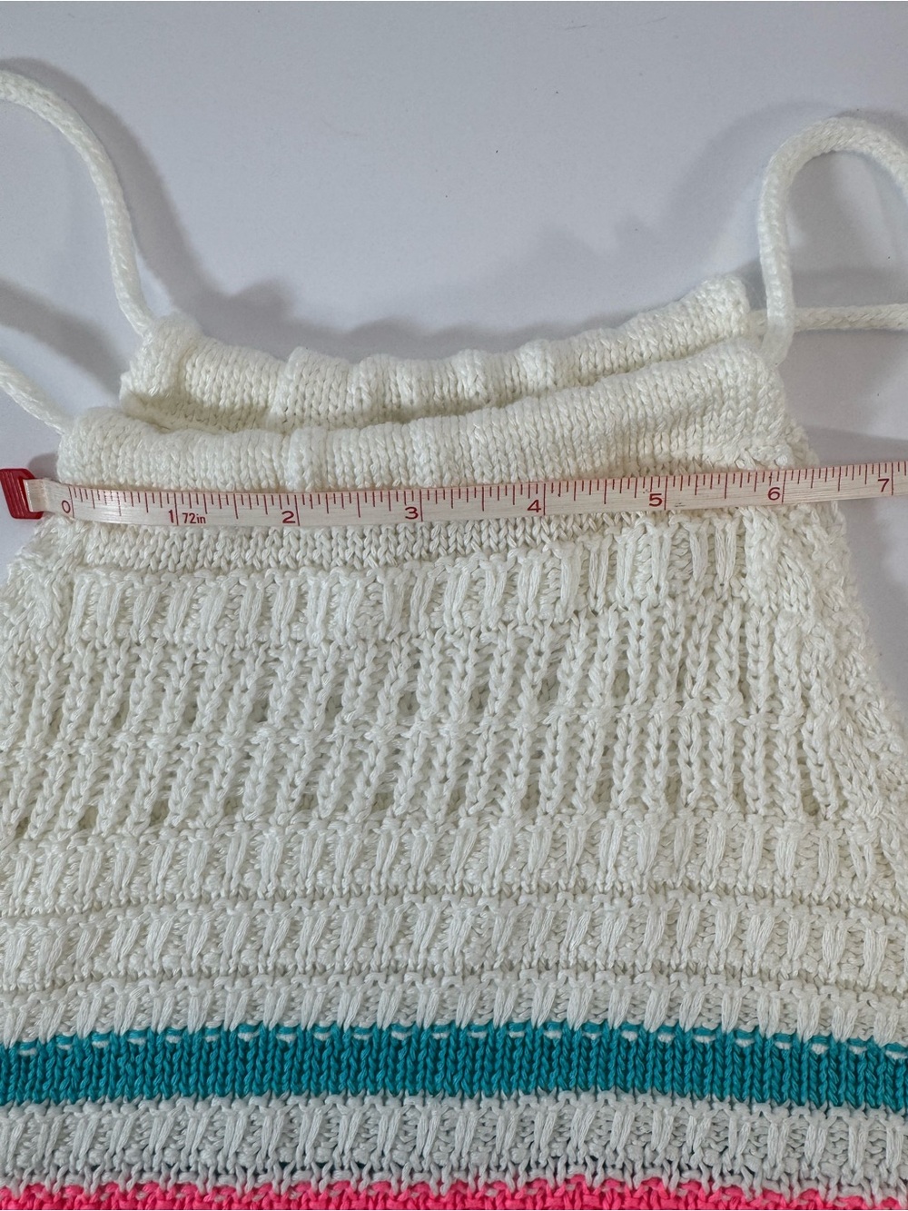 Crochet Halter Crop Top with Multicolor Stripes - White - Picture 7 of 14
